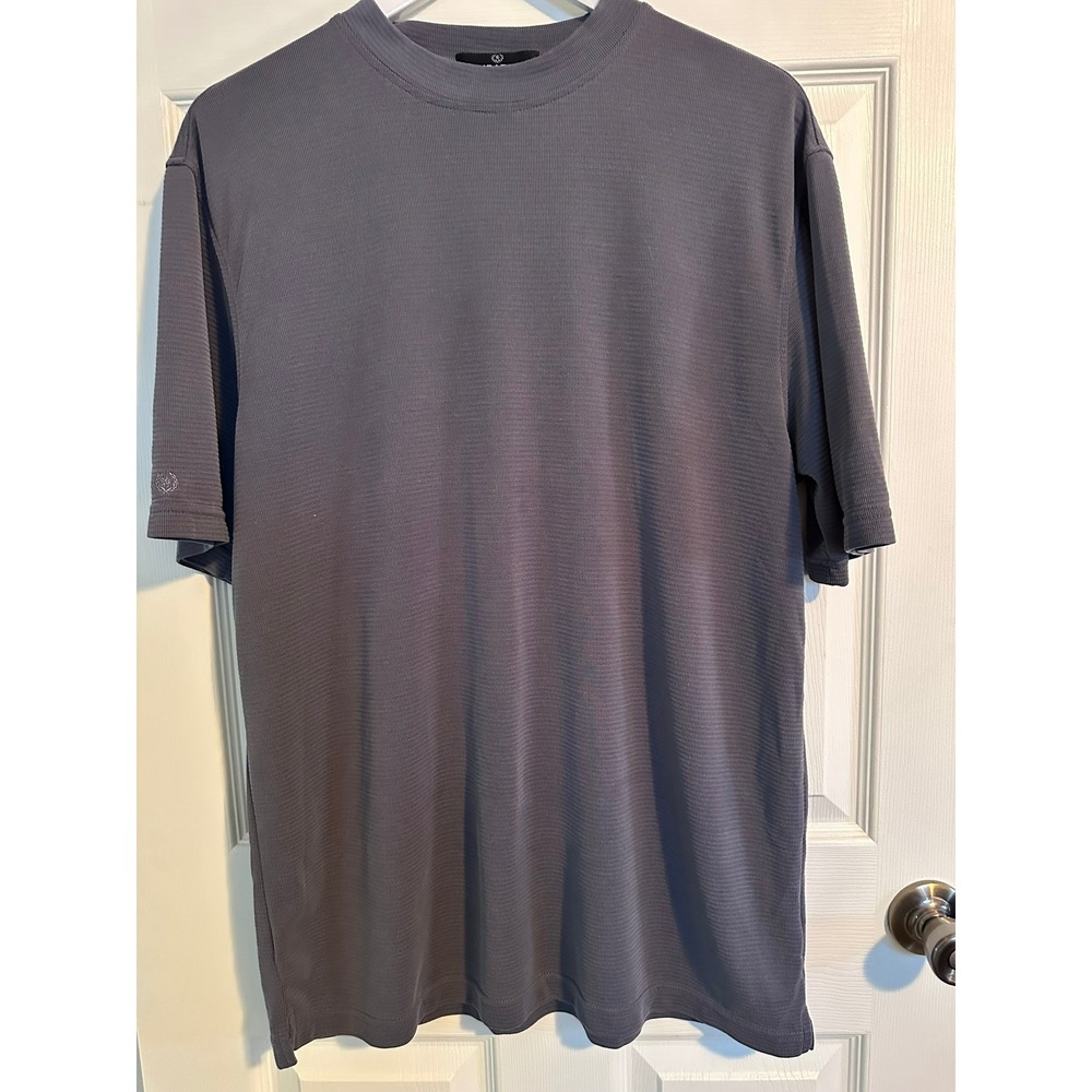 Bugatchi‎ Uomo Mens Gray Knit Short Sleeve Crew Neck Large Shirt